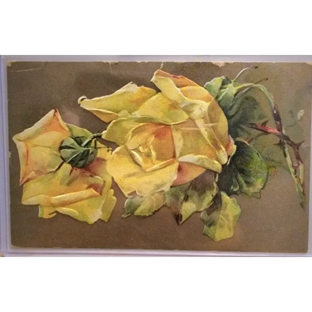 Lot Of Four Vintage Antique Embossed Postcards Flowers